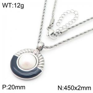 Round Shell Beads Pendant Necklace for Women Stainless Steel Trendy Jewelry - KN288785-GC