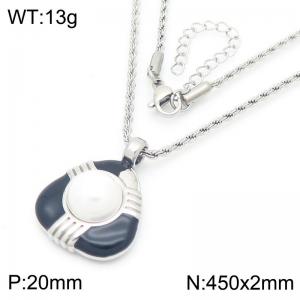 Shell Beads Triangle Pendant Necklace For Women Stainless Steel Trendy Jewelry - KN288789-GC