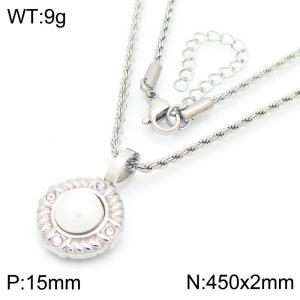 Round Shell Beads Pendant Necklace for Women Stainless Steel Trendy Jewelry - KN288793-GC