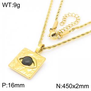 Charming Eye Square Pendant Necklace for Women Gold Color Stainless Steel Trendy Jewelry - KN288804-GC