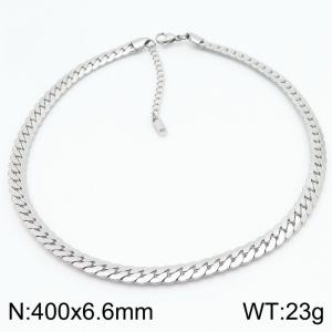 Stainless steel flat embossed Cuban chain necklace - KN288919-Z