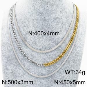 Stainless steel multi-layer Snake bone chain contrasting necklace ins necklace multi-layer necklace - KN288925-Z