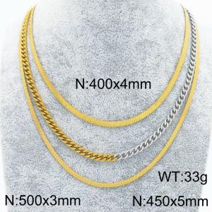 Stainless steel multi-layer necklace - KN288926-Z