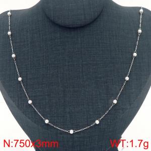 Round Pearl Beads Stainless Steel Necklace for Women Trendy Jewelry - KN288944-Z