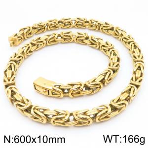 10mm Byzantine Chain Necklace For Men Stainless Steel 316L Gold Color - KN289084-KJX