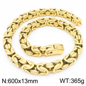 13mm Byzantine Chain Necklace For Men Stainless Steel 316L Gold Color - KN289085-KJX