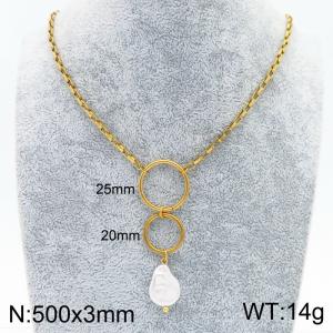 Stainless steel imitation pearl pendant necklace - KN289086-Z