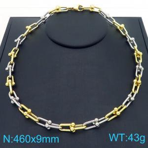 Stainless steel U-shaped horseshoe chain necklace - KN289091-Z