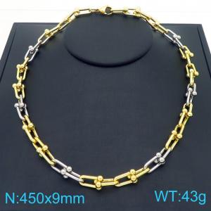 Stainless steel U-shaped horseshoe chain necklace - KN289092-Z