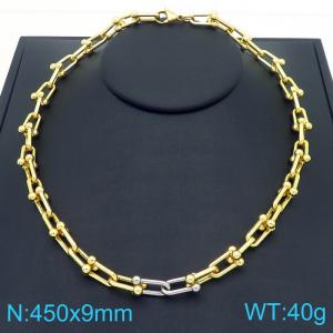 Stainless steel U-shaped horseshoe chain necklace - KN289093-Z