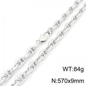 Stainless steel simple and fashionable 570 × 9mm Japanese chain special buckle temperament charm silver necklace - KN289138-KFC