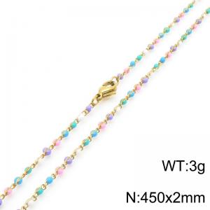 Fashionable Ins style stainless steel colored rice bead chain necklace 45cm - KN289251-Z