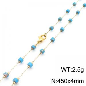 Fashionable Ins style stainless steel colored rice bead chain necklace 45cm - KN289265-Z