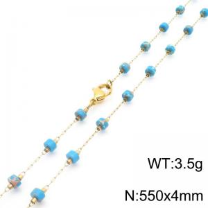 Fashionable Ins style stainless steel colored rice bead chain necklace 55cm - KN289267-Z