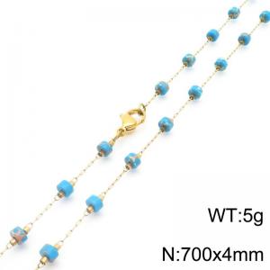 Fashionable Ins style stainless steel colored rice bead chain necklace 70cm - KN289270-Z