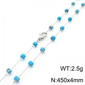 Fashionable Ins style stainless steel colored rice bead chain necklace 45cm - KN289272-Z