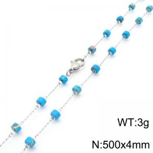 Fashionable Ins style stainless steel colored rice bead chain necklace 50cm - KN289273-Z