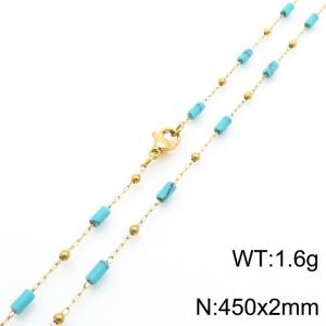 Fashionable Ins style stainless steel colored rice bead chain necklace 45cm - KN289279-Z