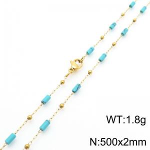 Fashionable Ins style stainless steel colored rice bead chain necklace 50cm - KN289280-Z