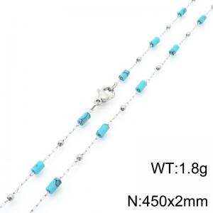 Fashionable Ins style stainless steel colored rice bead chain necklace 45cm - KN289286-Z