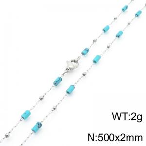 Fashionable Ins style stainless steel colored rice bead chain necklace 50cm - KN289287-Z