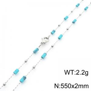 Fashionable Ins style stainless steel colored rice bead chain necklace 55cm - KN289288-Z