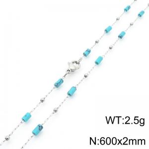 Fashionable Ins style stainless steel colored rice bead chain necklace 60cm - KN289289-Z