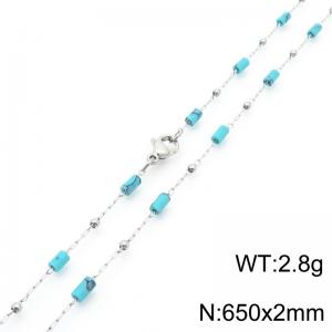 Fashionable Ins style stainless steel colored rice bead chain necklace 65cm - KN289290-Z