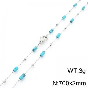 Fashionable Ins style stainless steel colored rice bead chain necklace 70cm - KN289291-Z