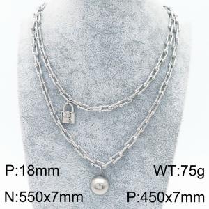 Stainless steel horseshoe chain ball padlock neutral sweater chain - KN289362-Z