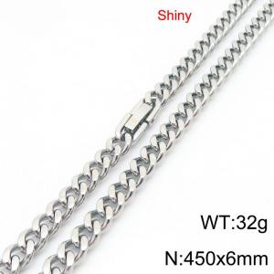 Fashionable and minimalist stainless steel jewelry buckle with double-sided grinding Cuban necklace 6 * 450mm - KN289559-Z