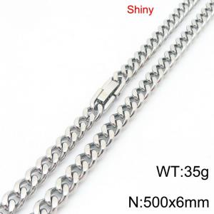 Fashionable and minimalist stainless steel jewelry buckle with double-sided grinding Cuban necklace 6 * 500mm - KN289560-Z