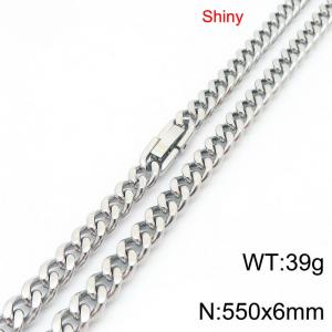 Fashionable and minimalist stainless steel jewelry buckle with double-sided grinding Cuban necklace 6 * 550mm - KN289561-Z