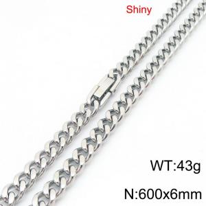 Fashionable and minimalist stainless steel jewelry buckle with double-sided grinding Cuban necklace 6 * 600mm - KN289562-Z