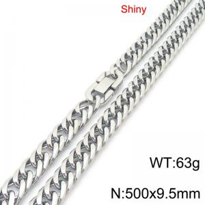 Fashionable and minimalist stainless steel jewelry buckle, whip chain necklace, 9.5*500mm - KN289574-Z