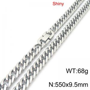 Fashionable and minimalist stainless steel jewelry buckle, whip chain necklace, 9.5*550mm - KN289575-Z