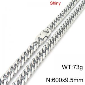 Fashionable and minimalist stainless steel jewelry buckle, whip chain necklace, 9.5*600mm - KN289576-Z