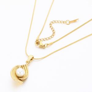 SS Gold-Plating Necklace - KN289802-MI