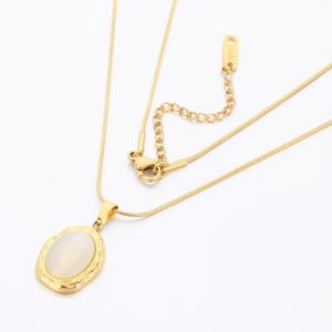 SS Gold-Plating Necklace - KN289872-AQ