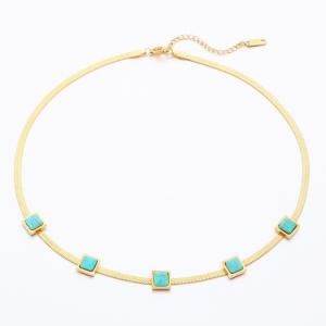 SS Gold-Plating Necklace - KN289878-AQ