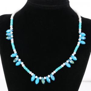 Stainless Steel Stone & Crystal Necklace - KN289958-FA