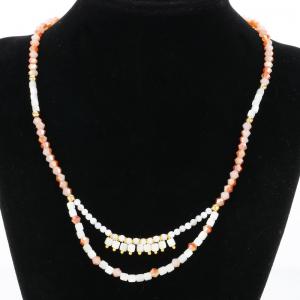 Stainless Steel Stone & Crystal Necklace - KN289959-FA