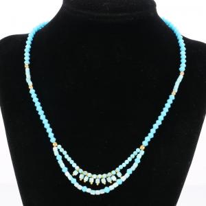 Stainless Steel Stone & Crystal Necklace - KN289963-FA