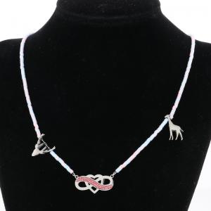 Stainless Steel Stone & Crystal Necklace - KN289965-FA