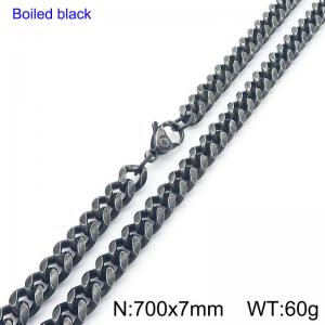 700mm Fashion Stainless Steel Necklace Cuban Link Chain Boiled Black Color - KN289978-Z