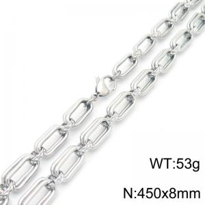 8mm 450mm Fashion Stainless Steel Geometric Square Necklace Silver Color - KN290015-Z