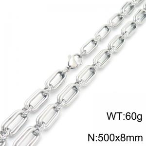 8mm 500mm Fashion Stainless Steel Geometric Square Necklace Silver Color - KN290016-Z