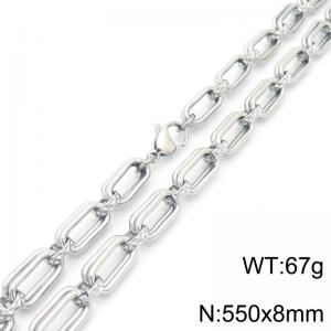 8mm 550mm Fashion Stainless Steel Geometric Square Necklace Silver Color - KN290017-Z