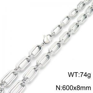 8mm 600mm Fashion Stainless Steel Geometric Square Necklace Silver Color - KN290018-Z