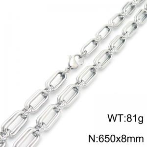 8mm 650mm Fashion Stainless Steel Geometric Square Necklace Silver Color - KN290019-Z